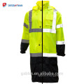 Custom ANSI Class 3 Hood Polyester Rain Jacket Yellow Waterproof Reflective Hi Visibility Man Rain Coat